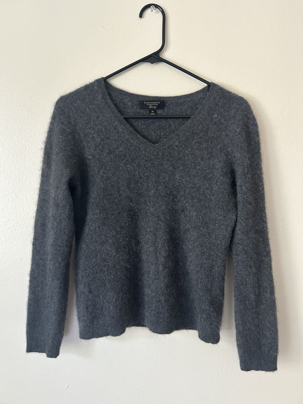 Charter Club Luxury 100% Cashmere Dark Gray V-Neck Sweater Size M